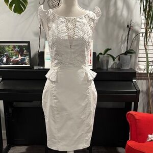 Karen Millen Ivory Cap Sleeve Mini Dress